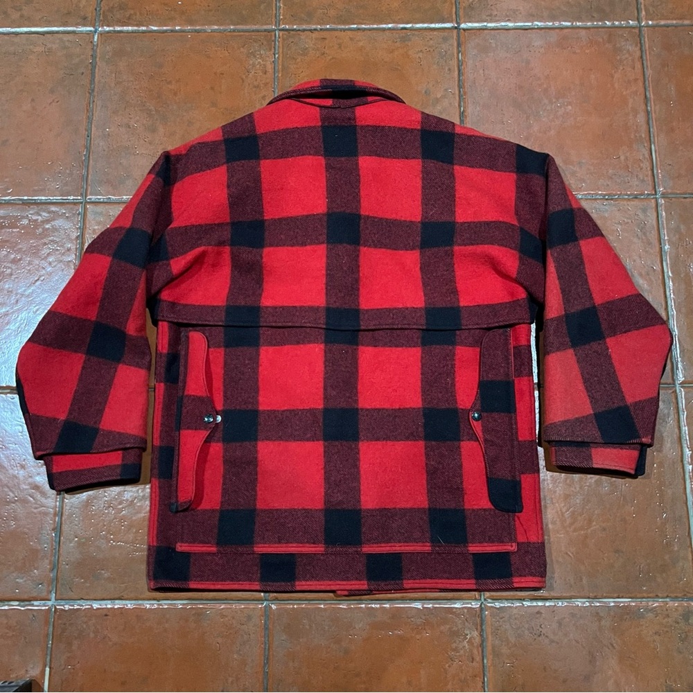 Vintage lot 83 Filson Red Black Check Plaid Wool Double Mackinaw Jacket sz 44 - Picture 2 of 4